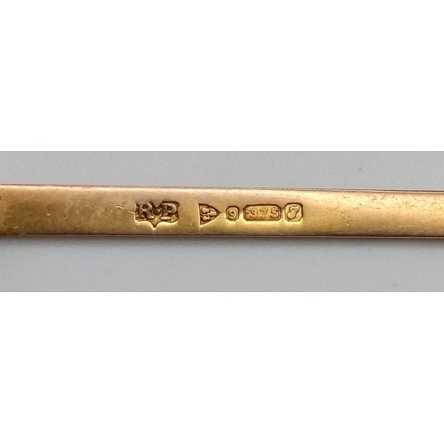 555 - An Antique 9K Yellow Gold Bar Brooch. 45mm. 2g.