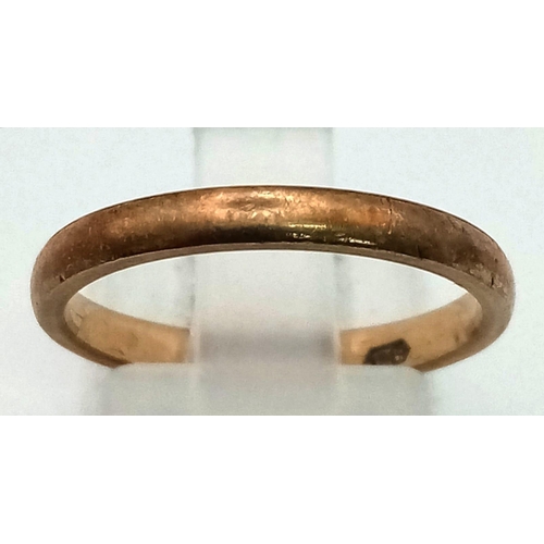 708 - A Vintage 9K Yellow Gold Band Ring. Size N. 2.1g.