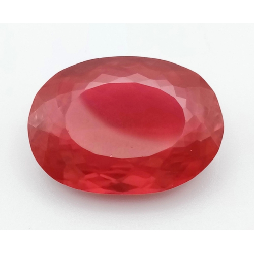 722 - A Blood Red 48ct Oval Cut Ruby Red Coloured Gemstone. 26 x 18mm. No certificate so as found.