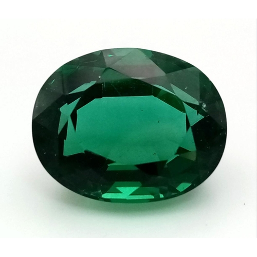 925 - An 18ct Emerald Green Coloured Step Cut Gemstone. 18 x 15mm. No certificate so as found.