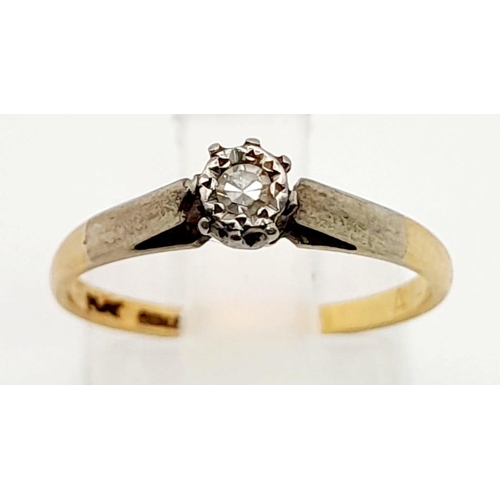 841 - An 18K Yellow Gold Diamond Solitaire Ring. Size N. 
1.63g total weight.