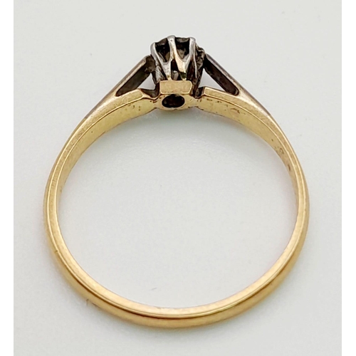 841 - An 18K Yellow Gold Diamond Solitaire Ring. Size N. 
1.63g total weight.