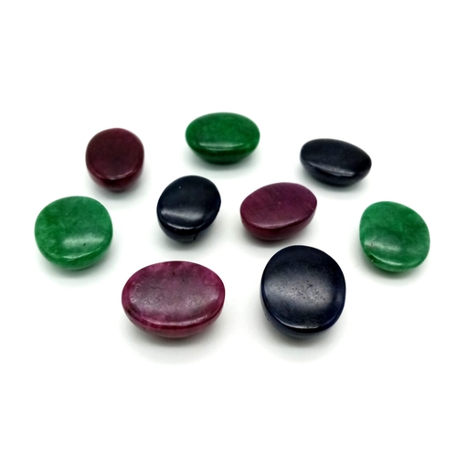 1315 - A 171.45ct Ruby, Blue Sapphire & Emerald Cabochon Gemstones Lot.