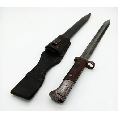 735 - A Czechoslovakian E346 Short Mauser Bayonet with Scabbard and Frog. Metal scabbard - leather frog. I... 