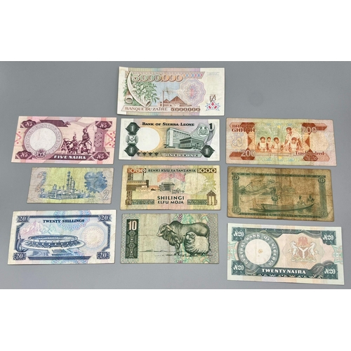 1117 - Ten Vintage African (different country) Currency Notes - Fair to excellent condition, but please see... 