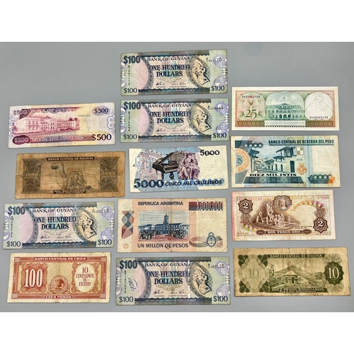 1158 - Thirteen Vintage South American Currency Notes - From fair to excellent grade - please see photos.