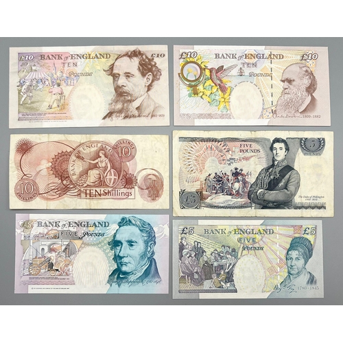 1247 - A Selection of British Currency Notes to Include: A ten shilling note, 3 x £5 notes and 2 x £10 note... 