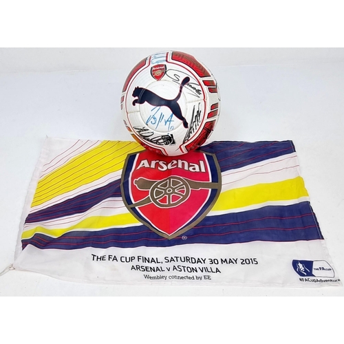 142 - An Arsenal FC 2015 FA Cup Signed Football. Signatures include Rosicki, Ozil, and Sanchez. Joel Campb... 