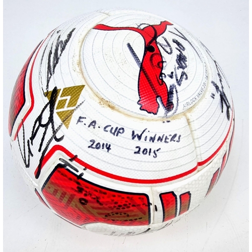 142 - An Arsenal FC 2015 FA Cup Signed Football. Signatures include Rosicki, Ozil, and Sanchez. Joel Campb... 