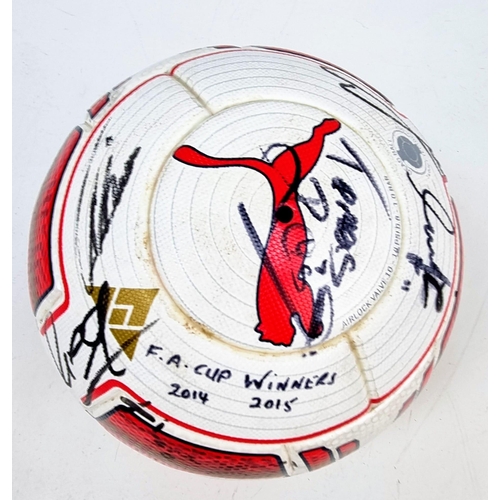 142 - An Arsenal FC 2015 FA Cup Signed Football. Signatures include Rosicki, Ozil, and Sanchez. Joel Campb... 