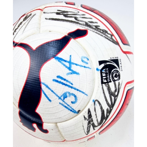 142 - An Arsenal FC 2015 FA Cup Signed Football. Signatures include Rosicki, Ozil, and Sanchez. Joel Campb... 