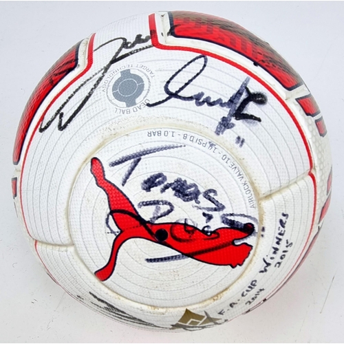 142 - An Arsenal FC 2015 FA Cup Signed Football. Signatures include Rosicki, Ozil, and Sanchez. Joel Campb... 