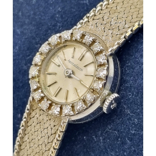 711 - A Vintage Jaeger Le Coultre 18k White Gold and Diamond Ladies Watch. 18k white gold strap and case -... 