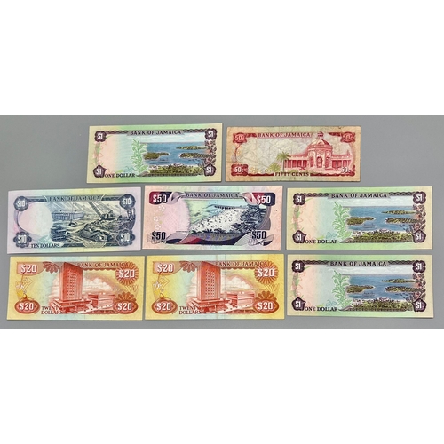 739 - Eight Vintage Jamaican Currency Notes - Fair to excellent condition - please see photographs.