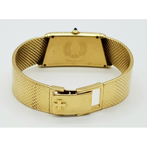 835 - A Vacheron and Constantin 18k Gold and Diamond Ladies Watch. Solid 18k strap and rectangular case - ... 