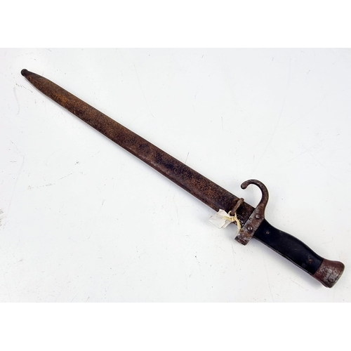 840 - Antique French Bayonet with Scabbard. Markings on blade of a letter B in a diamond shape. Blade in g... 