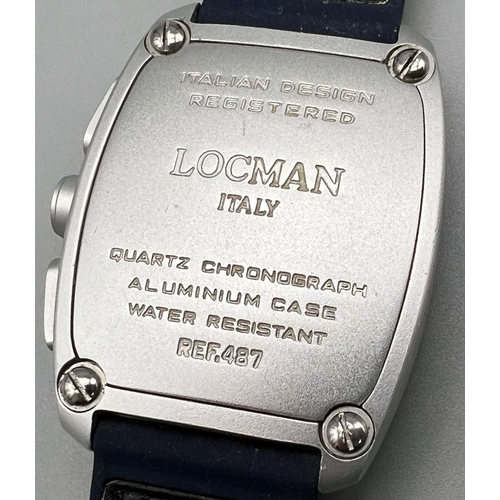 1282 - A LOCMAN OF ITALY SPORTS WATCH WITH 3 SUBDIALS QUARTZ MOVEMENT ON ORIGINAL LOCMAN RUBBER STRAP. 37 X... 