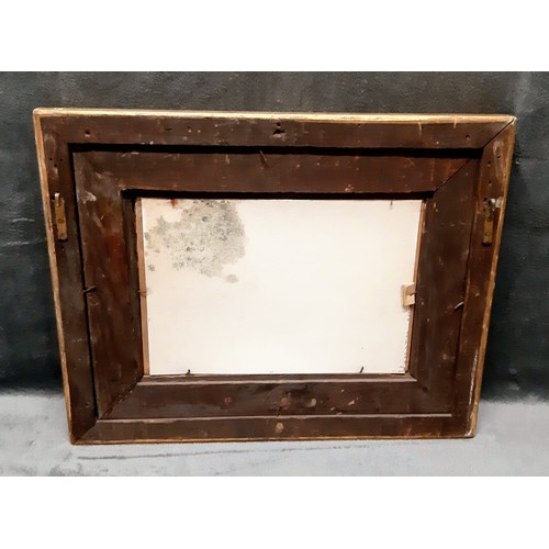 1358 - Three wood and plaster picture frames in gold effect. The largest one has a small bit of damage to t... 