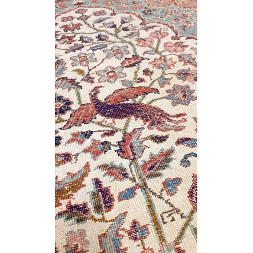 1203 - Three hand woven rugs, one silk and an antique hand woven tapestry/wall hanging. The silk rug is in ... 