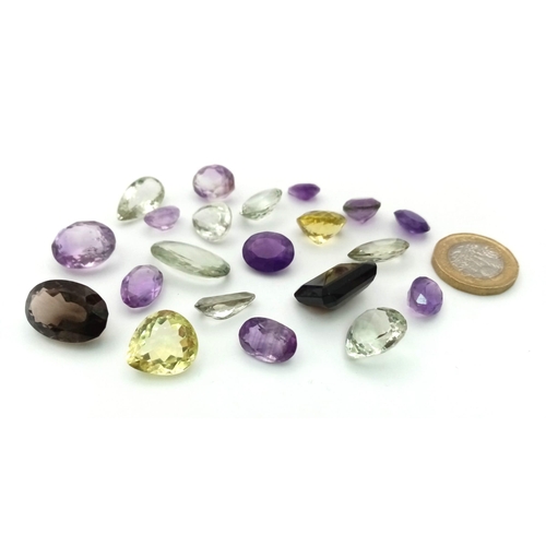 1504 - A Lot Of 182.70ct Faceted Green Amethyst, Amethyst Smoky Quartz And Lemon Quartz