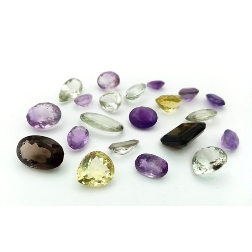 1504 - A Lot Of 182.70ct Faceted Green Amethyst, Amethyst Smoky Quartz And Lemon Quartz