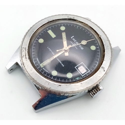 1035 - A Vintage divers Lucerne lifetime mainspring base metal bezel and stainless steel back wrist watch w... 