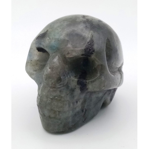 1090 - A Hand-Carved Labradorite Skull Figure. 5cm.