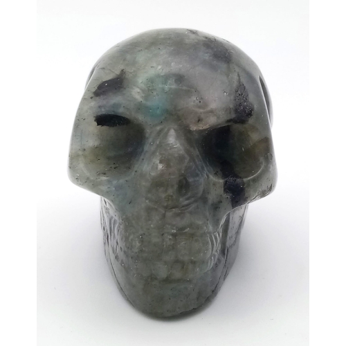 1090 - A Hand-Carved Labradorite Skull Figure. 5cm.