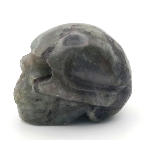 1090 - A Hand-Carved Labradorite Skull Figure. 5cm.