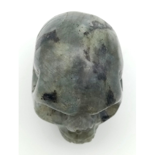 1090 - A Hand-Carved Labradorite Skull Figure. 5cm.