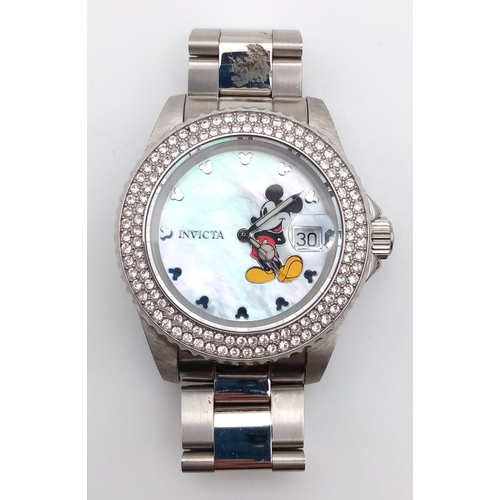 1154 - A Invicta angel ladies watch with mickey mouse motif on the face, water resistant to 200m stainless ... 