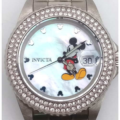 1154 - A Invicta angel ladies watch with mickey mouse motif on the face, water resistant to 200m stainless ... 