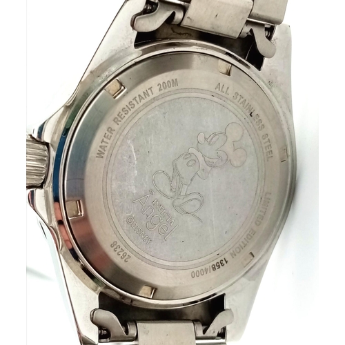 1154 - A Invicta angel ladies watch with mickey mouse motif on the face, water resistant to 200m stainless ... 