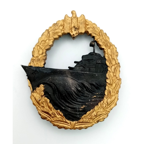 229 - A WW2 German Kriegsmarine Destroyer Badge. Maker: S.H.U. Co.