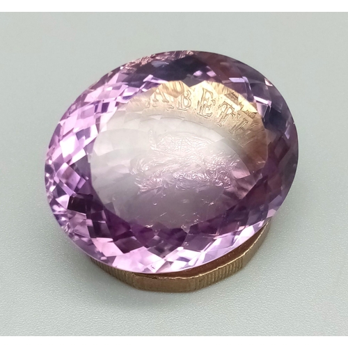 788 - 44.48ct Natural Bolivian AAA Grade Amethyst oval with ITLGR Certification  27.52 x 22.24 x 12.55mm