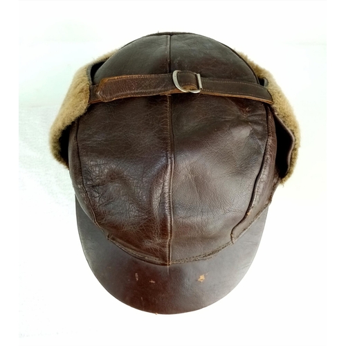 896 - A Vietnam War Period South Vietnam Air Force Bomber Crew Leather Cap.