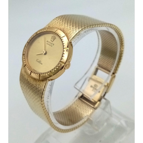 1082 - A Vintage Rolex Cellini 18k Gold Ladies Watch. Gold bracelet and case - 26mm. Gold tone dial. Quartz... 