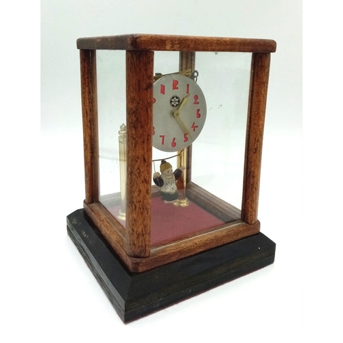 1088 - Two Wonderful Vintage possibly Antique Girl on Swing Glass- Cased mantle Clocks. Both are in working... 