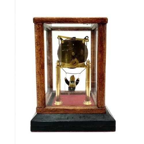 1088 - Two Wonderful Vintage possibly Antique Girl on Swing Glass- Cased mantle Clocks. Both are in working... 