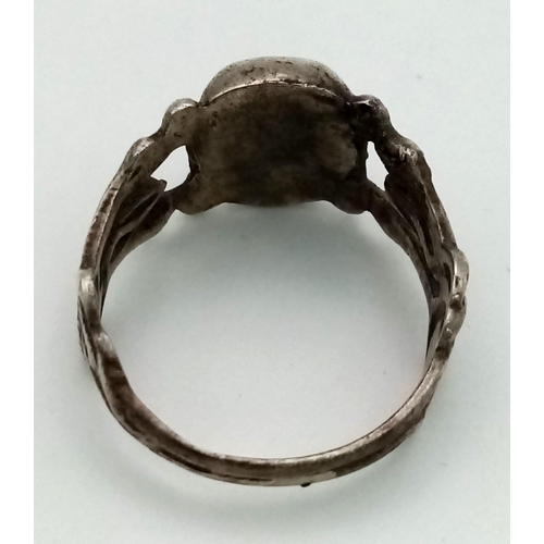 117 - A WW2 German Silver Waffen SS “Kanteen” Skull Ring. So called as they were sold in their Regimental ... 