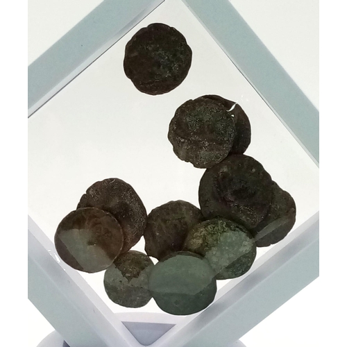 1332 - Set of 11 Ancient Unidentified 100-300 AD Roman Coins - Comes encased in a box