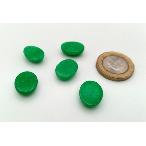 1357 - Set of 5 Cabochon Emerald Gemstones, Approx. 30 carats, Calibrated Size