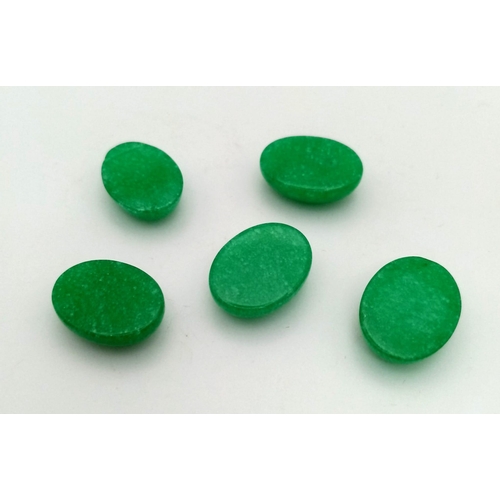 1357 - Set of 5 Cabochon Emerald Gemstones, Approx. 30 carats, Calibrated Size