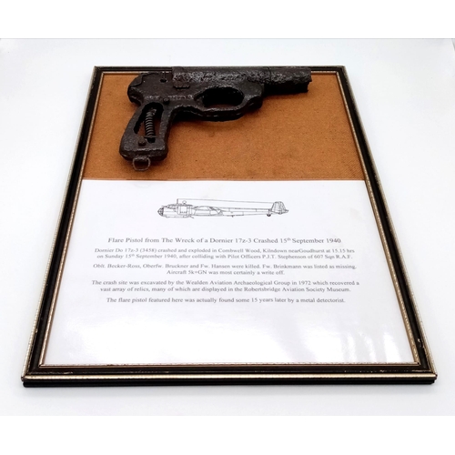 166 - WW2 Framed Relic from a German Bomber downed during the Battle of Britain. With History.