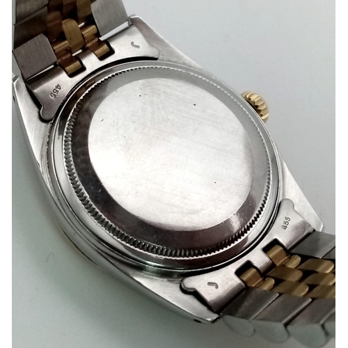 193 - A Rolex Oyster Perpetual Datejust Gents Watch. Bi-metal jubilee strap and case - 36mm. Gold tone dia... 