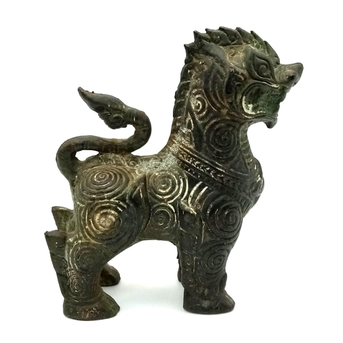 668 - Antique Bronze Oriental Dragon Figure 14cm Tall 673 grams