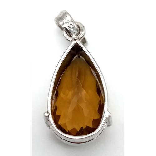 816 - Vintage Smoky Quartz pendant. Drop cut. 925 Sterling silver. 
weighs 6g
4cm