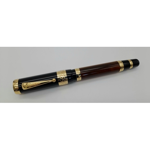 36 - A Montblanc Patron of Art Francois 4810 18K Gold Fountain Pen. 2008 edition with tigers eye shaft an... 