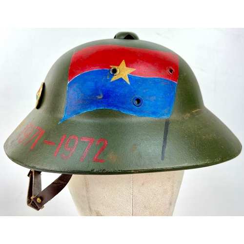 411 - A Vietnam War Era Vietcong Memorial Officers Hand Painted Fibre Helmet.