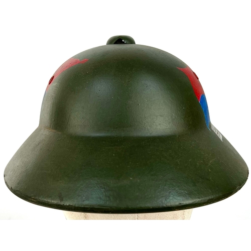 411 - A Vietnam War Era Vietcong Memorial Officers Hand Painted Fibre Helmet.